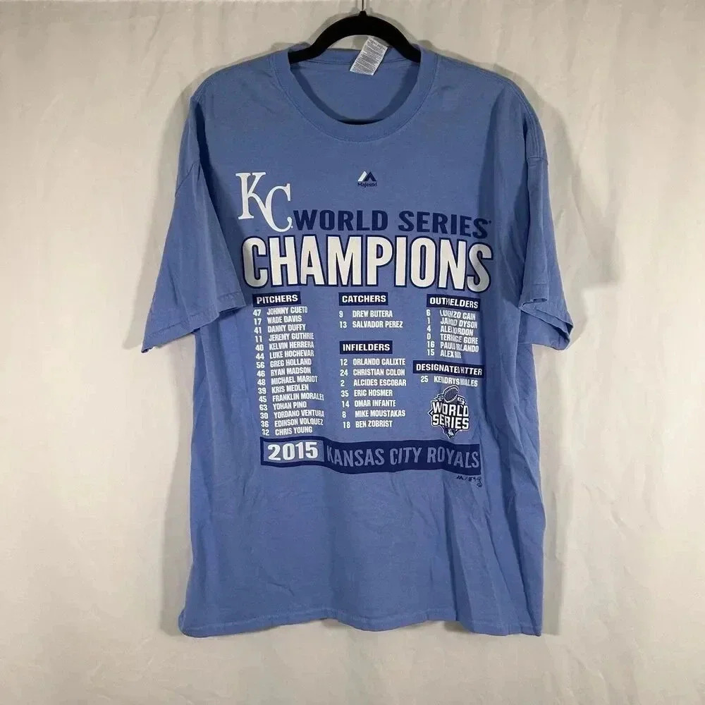 Kansas City Royals Shirt Unisex XL Blue World Series Champs 2015 Short Sleeve